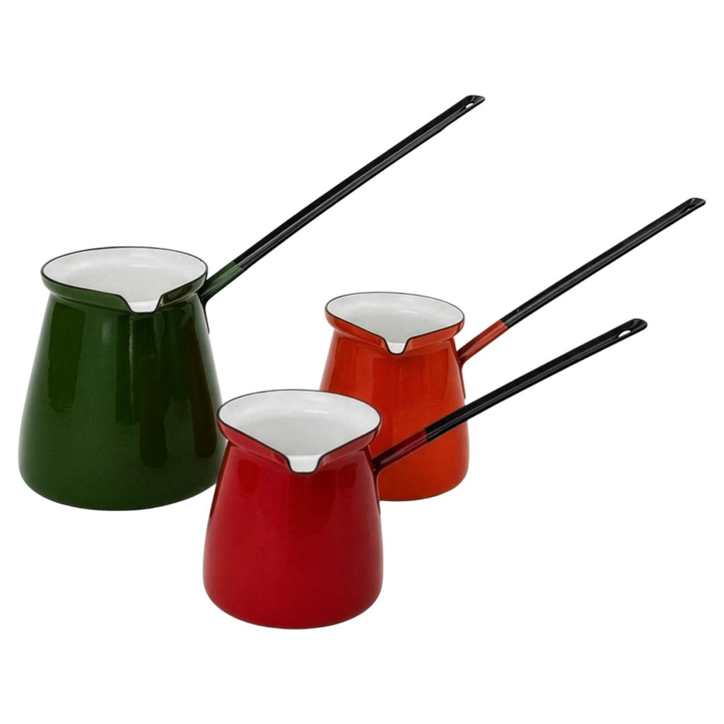 Vintage Enamel Butter Warmers Set of Three, Mid-Century Design, 1970s