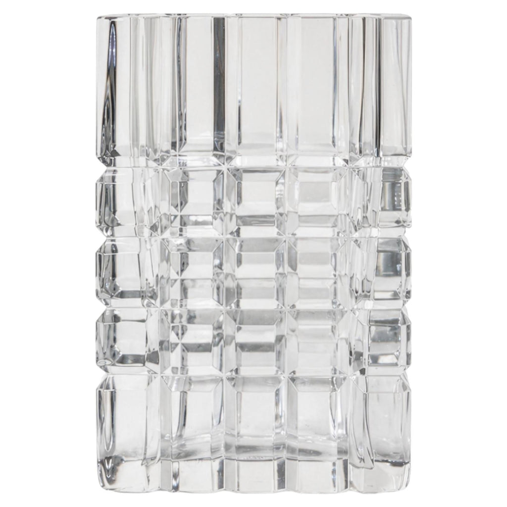 Sven Palmqvist Geometric Cut Crystal Vase for Orrefors, Sweden, 1960