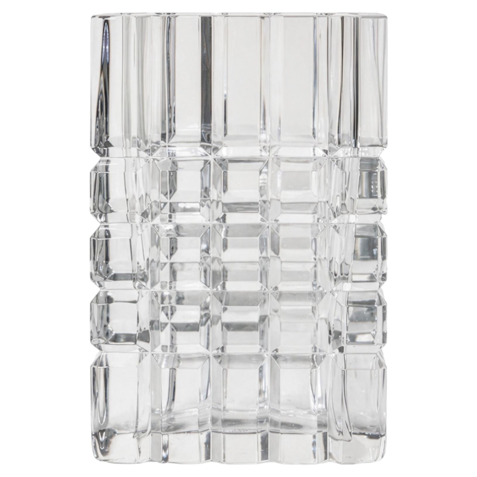Sven Palmqvist Geometric Cut Crystal Vase for Orrefors, Sweden, 1960