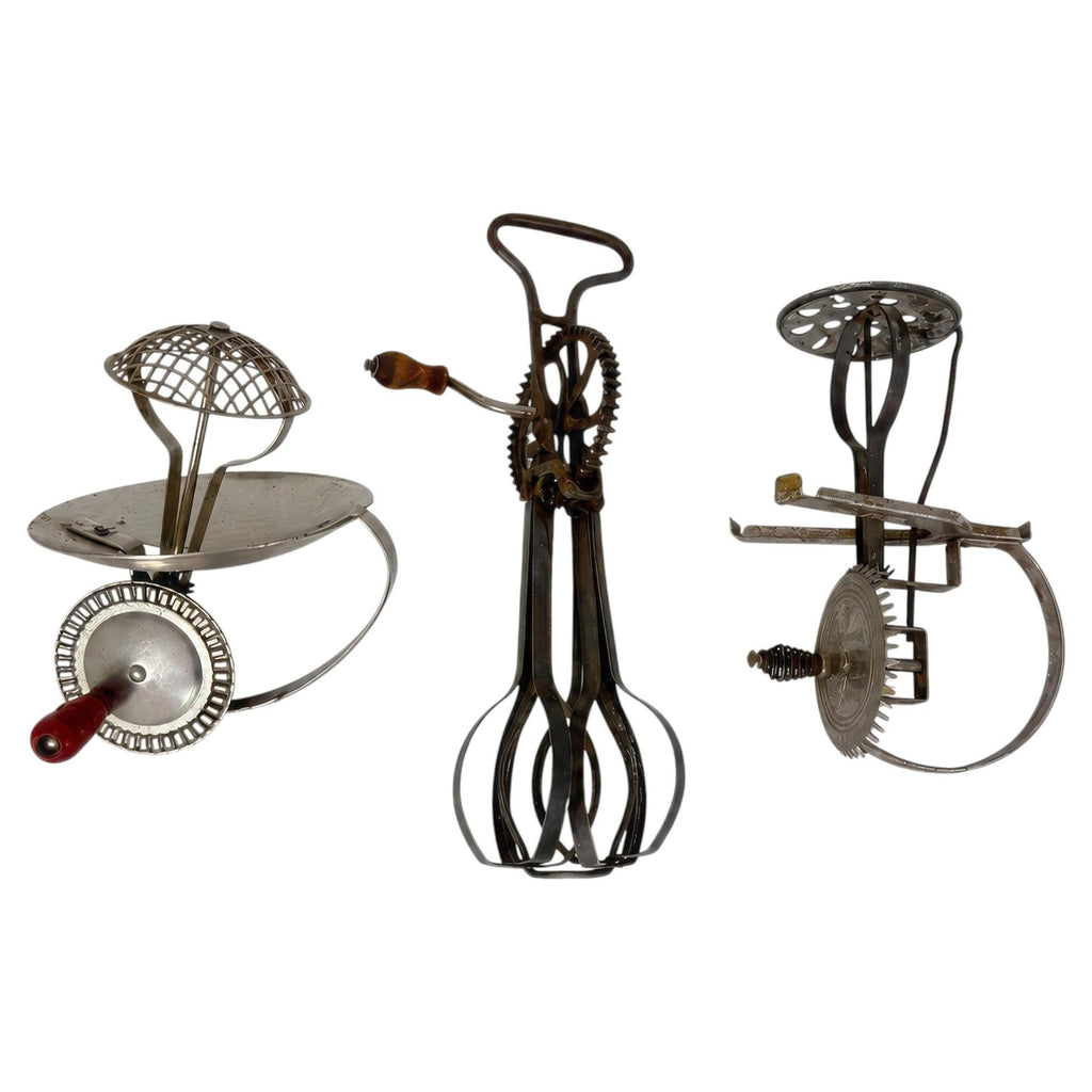 Set of Three Early 20th Century Metal and Wood Kitchen Utensils