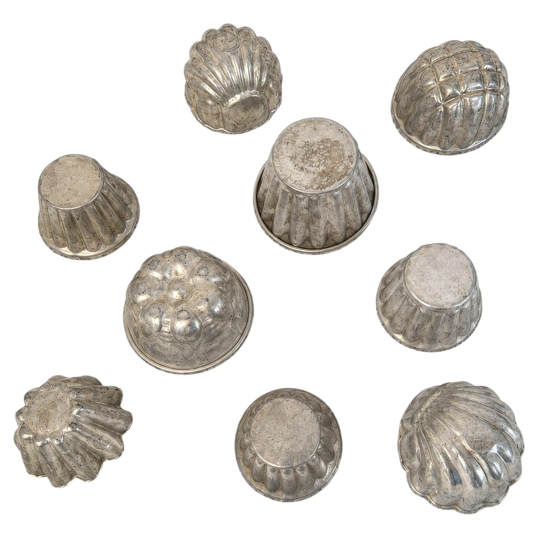 Set of Nine Vintage Miniature Aluminum Gelatin and Dessert Molds