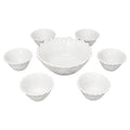 Vintage Indiana Glass Wild Rose Milk Glass Seven-Piece Bowl Set, 1960s