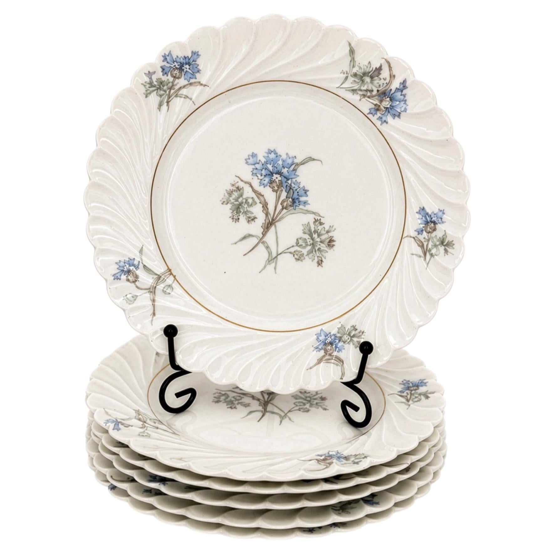 Set of Six Haviland Limoges Bread and Butter Plates, Bergère, 1958
