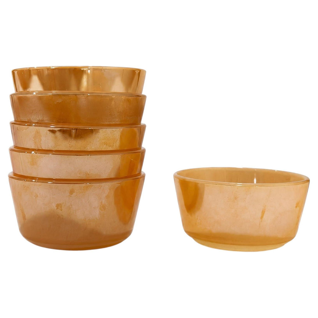 Mid-Century Fire King Peach Lustre Custard Cups Set of Six