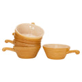 Set of Six Fire King Peach Lustre Handled Soup Bowls, Mid-Century