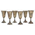 Vintage Set of Six Sculptural Pewter Goblets with Flared Rims