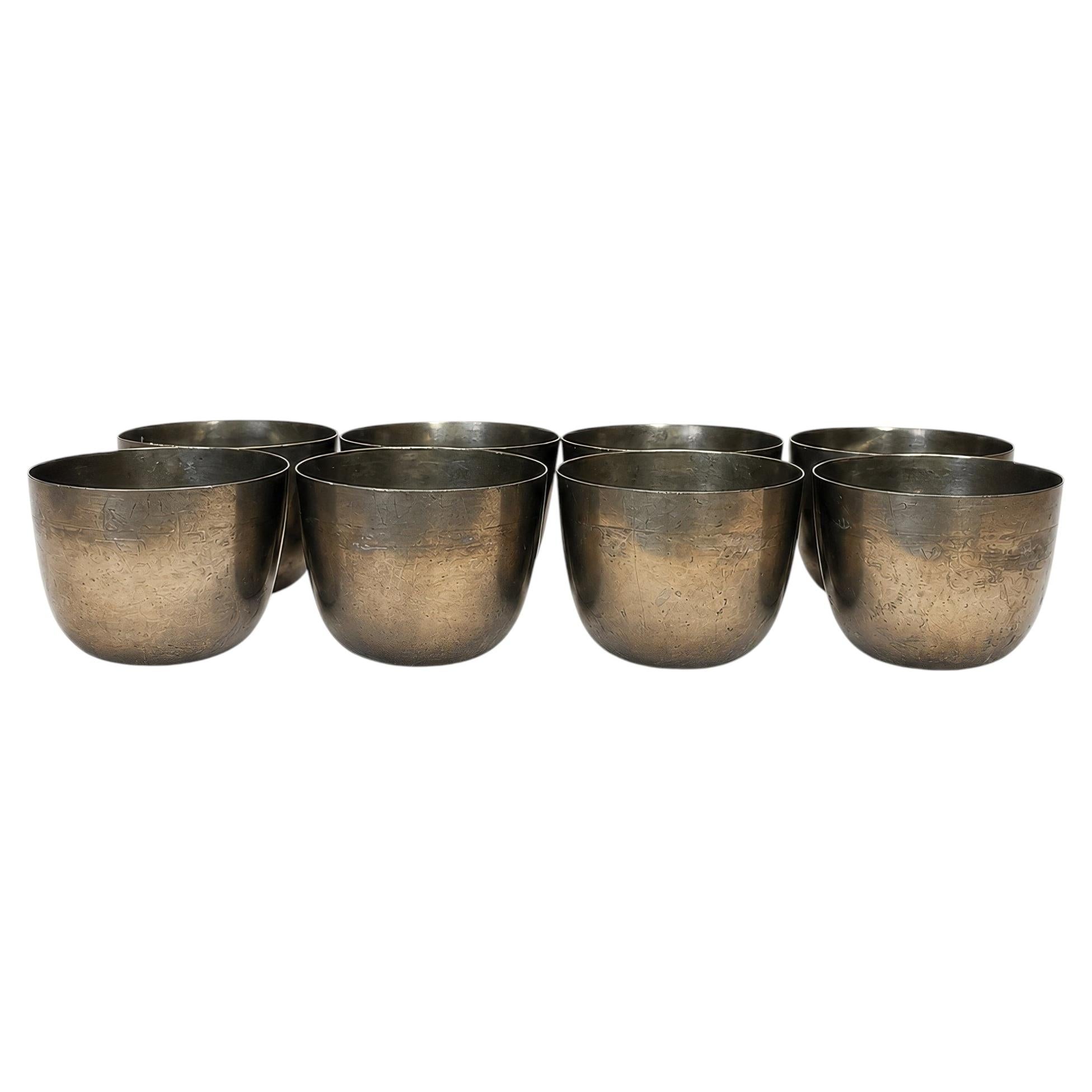 Vintage Set of Eight Pewter Jefferson Cups
