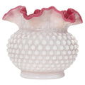 Vintage Fenton-Attributed Wild Rose Overlay Hobnail Milk Glass Rose Bowl