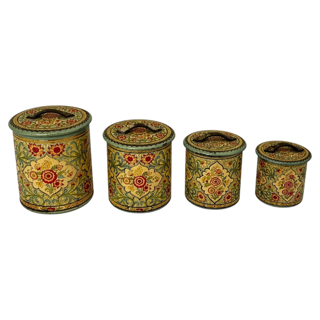 Mid-Century Holland Floral Tin Nesting Canister Set of Four