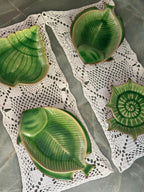 Mid-Century Green Majolica Seashell Plates, Set of Four, Italy, 1960 — image 12