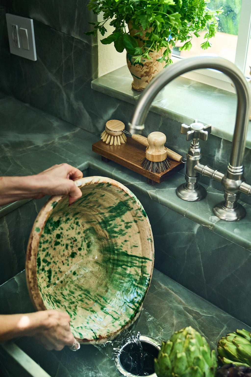 19th Century Puglian Splatter Glazed Terracotta Passata Bowl — image 7