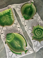 Mid-Century Green Majolica Seashell Plates, Set of Four, Italy, 1960 — image 11