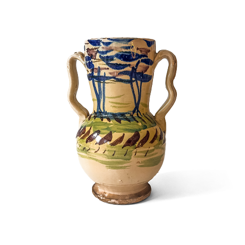 Hand-PaintedJug with Abstract Landscape