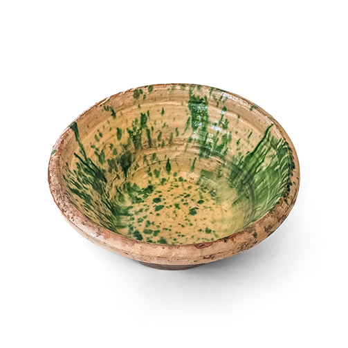 Large Pasata Bowl with Green Splatter Glaze