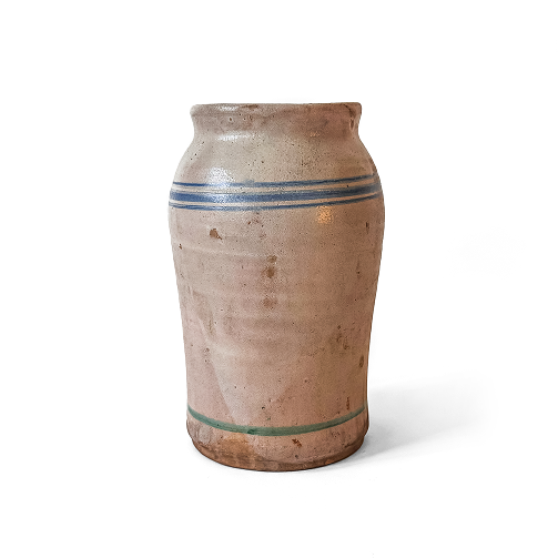 Cylindrical Vessel with Blue and Green Stripes