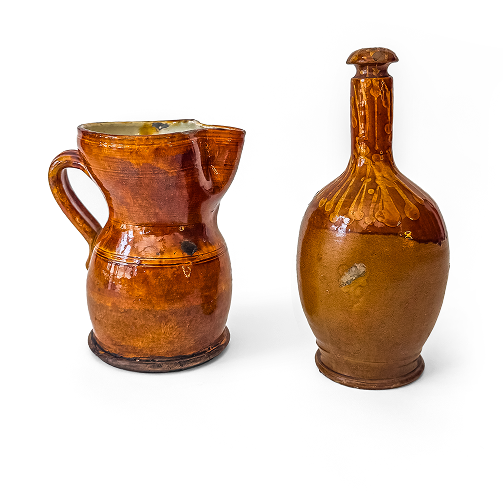 Glazed Jug and Bottle