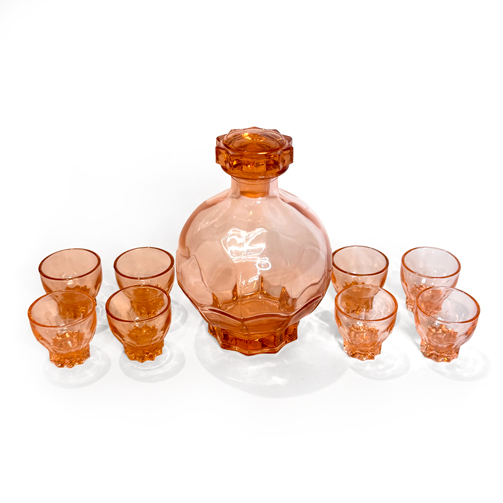 Art Deco Glass Decanter And Glasses Set