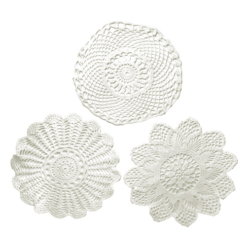 Set Of Three Circular Crochet Table Linens