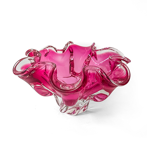 Pair of Italian Blown Glass Sculptures in Ruby Pink - Image 3