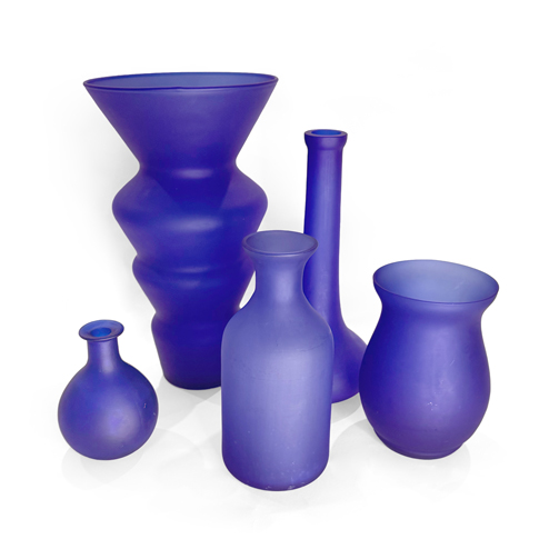Assorted Mexican Cobalt Satin Glass Set