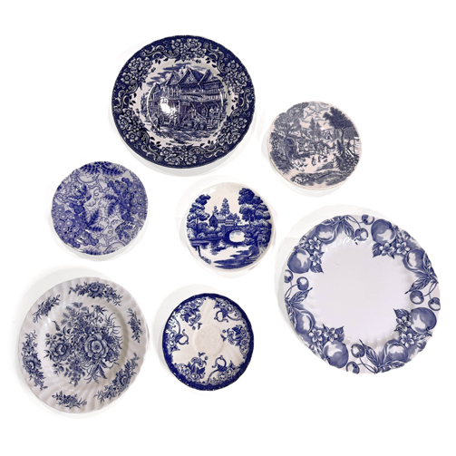 Blue and White Porcelain Plate Set