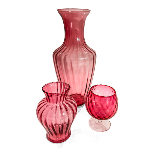 Cranberry Optic Glass Collection