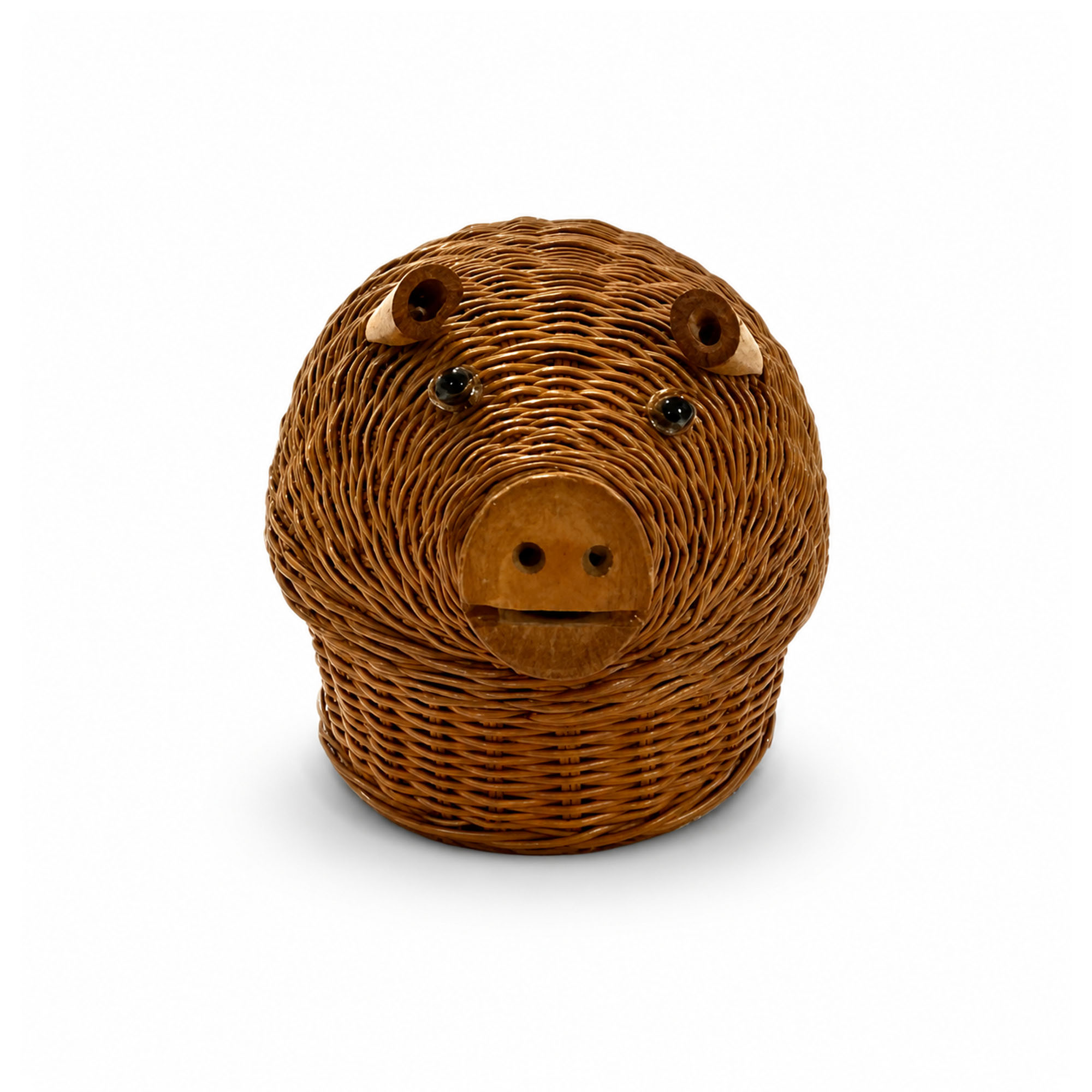 Vintage Chinese Wicker Pig and Bird Baskets, Rattan, Handwoven, 1970s - Image 2