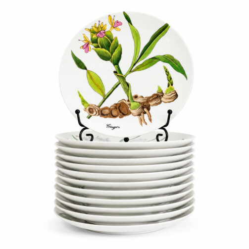 Horchow Collection Botanical Salad Plates, Set of Twelve, Made in Japan
