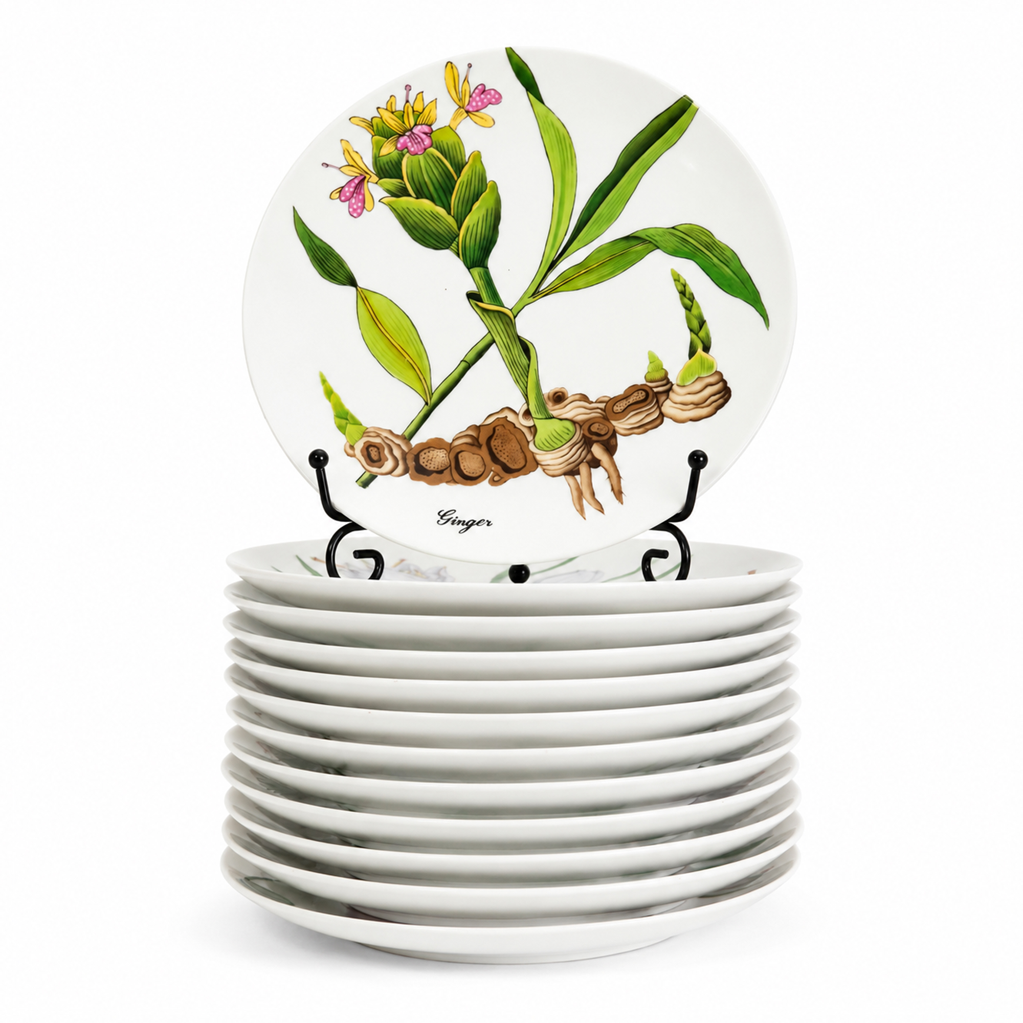 Horchow Collection Botanical Salad Plates, Set of Twelve, Made in Japan