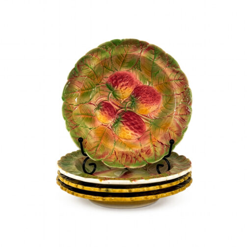 French Majolica Fruit Plates by Sarreguemines, Circa 1890
