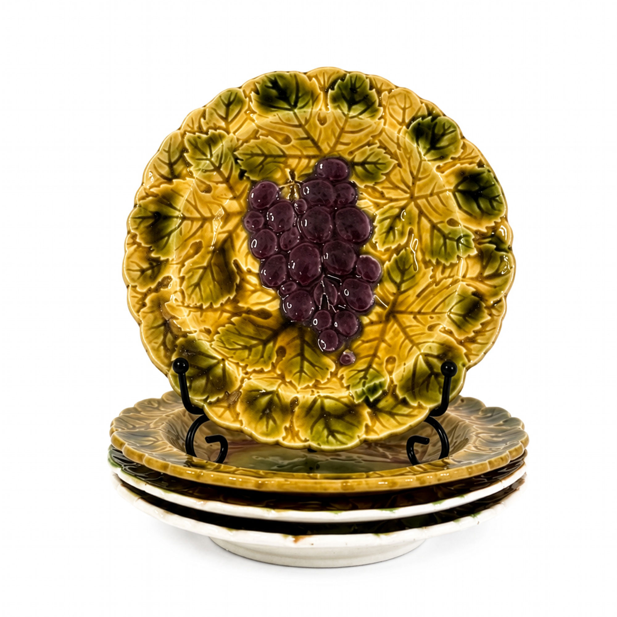 French Majolica Fruit Plates by Sarreguemines, Circa 1890 - Image 9