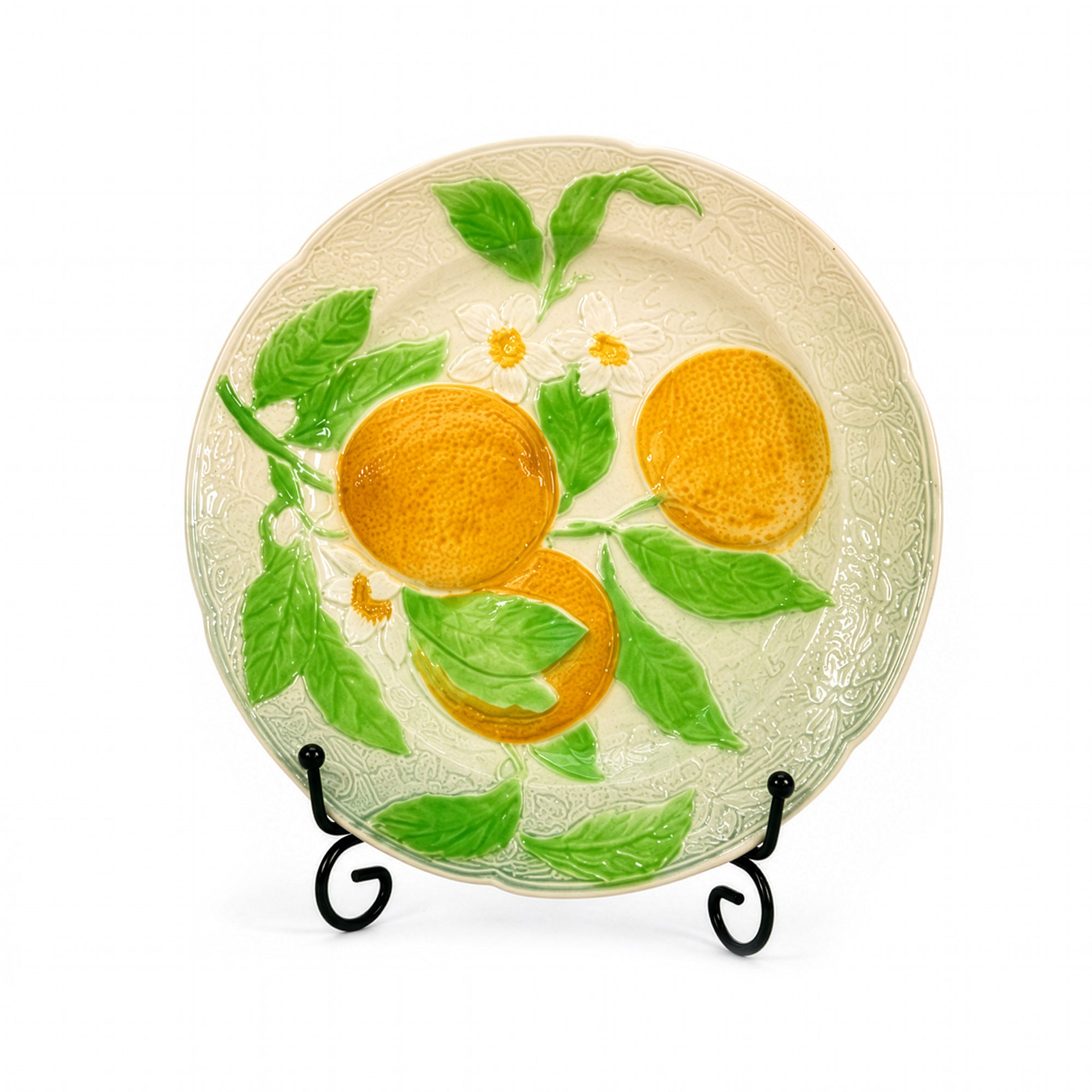 Antique French Saint-Clément Majolica Fruit Plates, Set of Ten, Circa 1900–1930 - Image 3