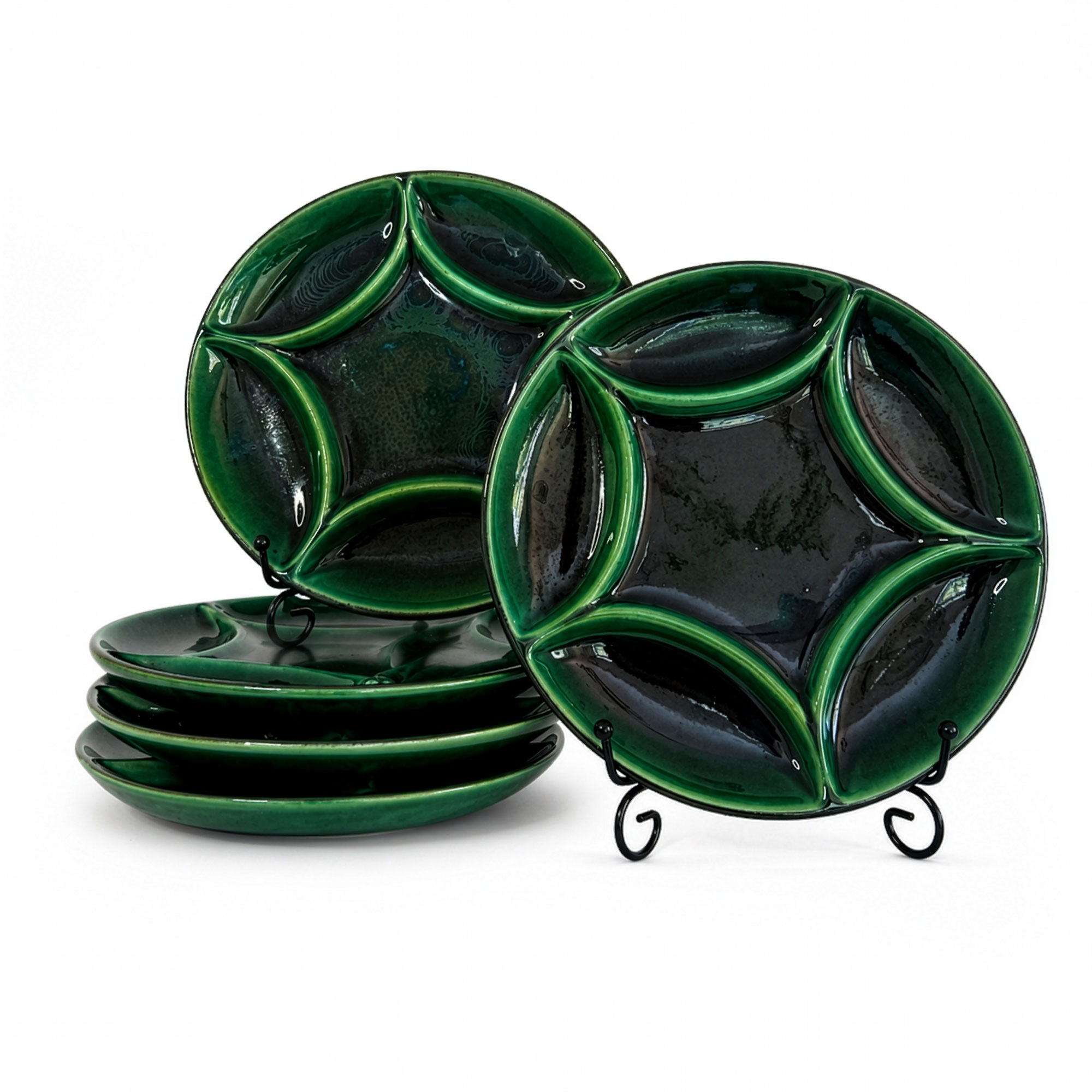 et of Six Zahner Keramik Green Glazed Pottery Plates, West Germany, Circa 1960s - Image 2